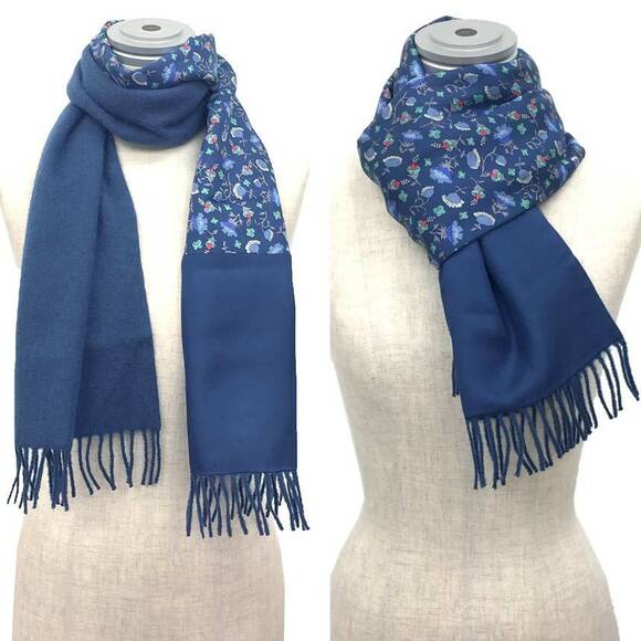 HERMES Authentic Blue Silk Scarf